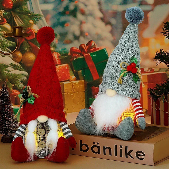 BowLift | LED Christmas Gnome | Knitted Design with Night Light | Glowing Christmas Decoration | Warm & Cozy