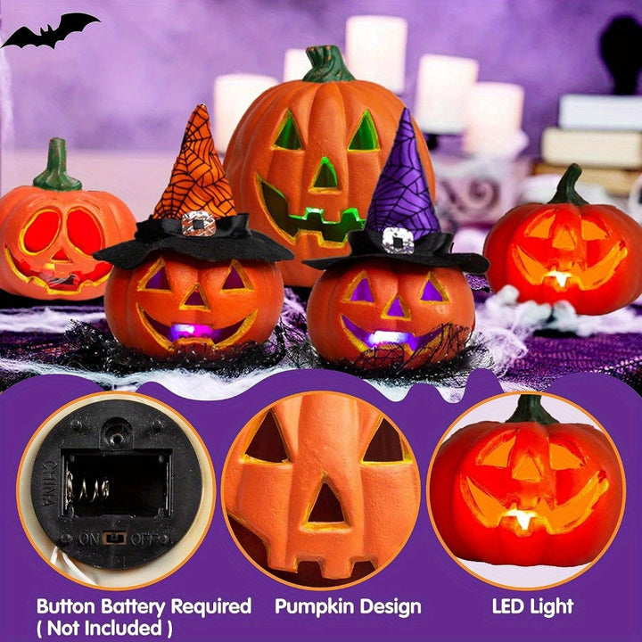 BowLift | Spooky Jack O’Lantern Set – Light-Up Battery Halloween Pumpkin Decor