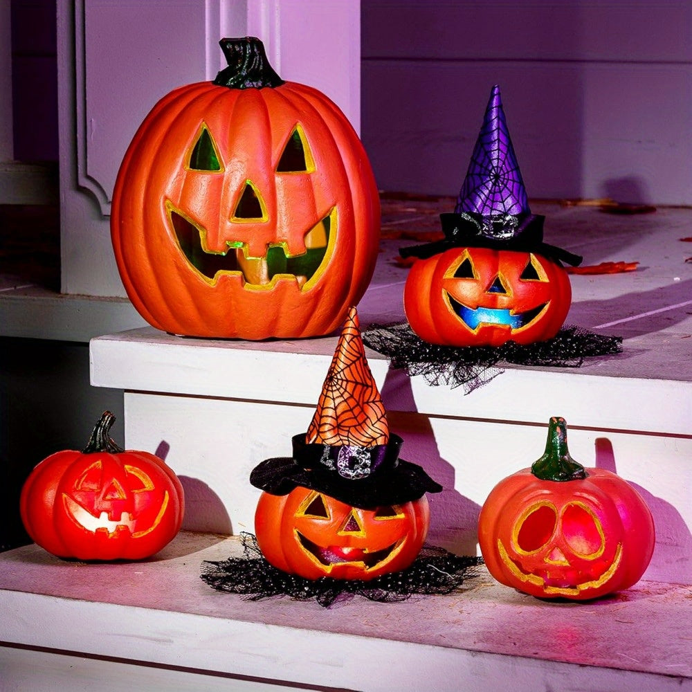 BowLift | Spooky Jack O’Lantern Set – Light-Up Battery Halloween Pumpkin Decor