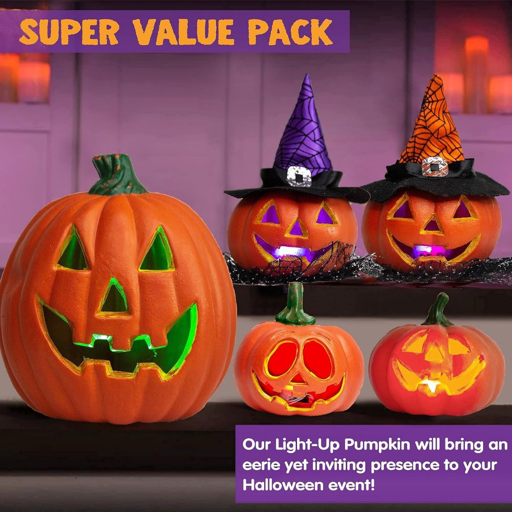 BowLift | Spooky Jack O’Lantern Set – Light-Up Battery Halloween Pumpkin Decor