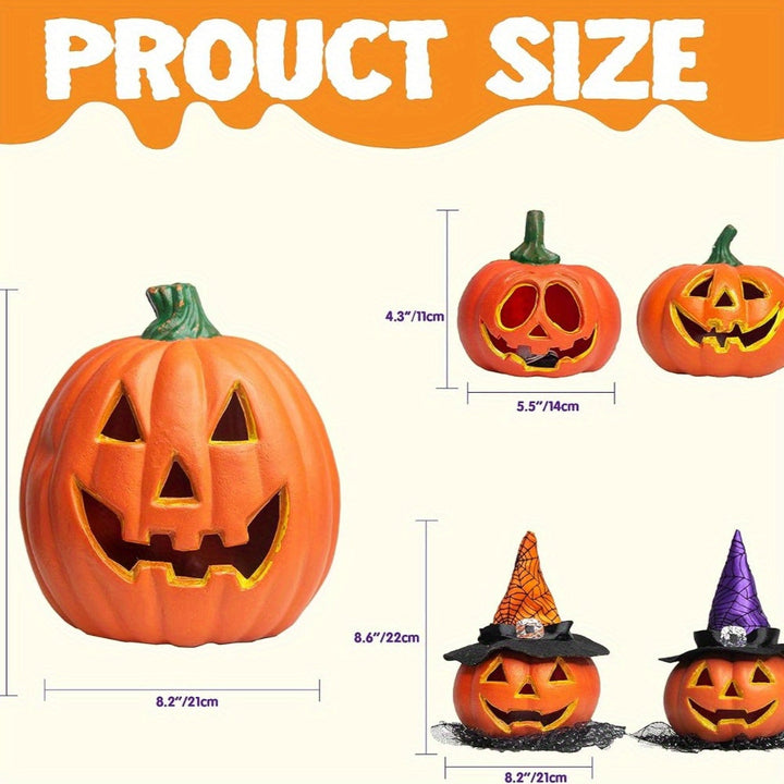 BowLift | Spooky Jack O’Lantern Set – Light-Up Battery Halloween Pumpkin Decor