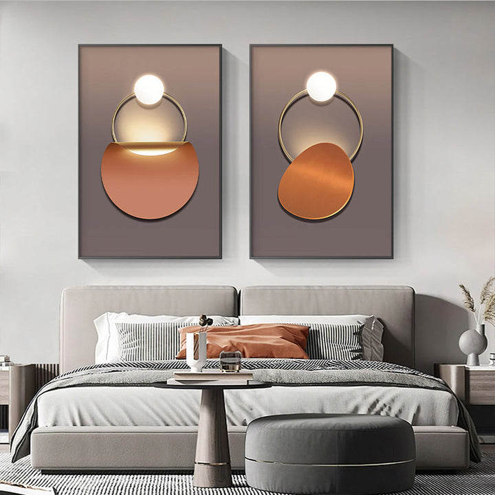 Golden Ring Modern Aesthetics Abstract Wall Art Fine Art Canvas Prints Geometric Pictures For Luxury Living Room Dining Room, Home Office Decor | Bowlift
