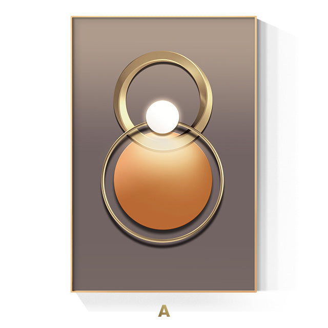 Golden Ring Modern Aesthetics Abstract Wall Art Fine Art Canvas Prints Geometric Pictures For Luxury Living Room Dining Room, Home Office Decor | Bowlift