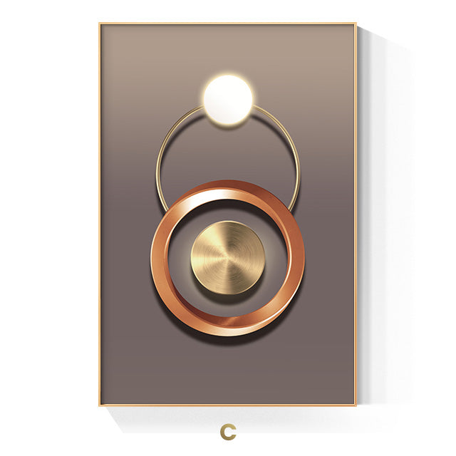 Golden Ring Modern Aesthetics Abstract Wall Art Fine Art Canvas Prints Geometric Pictures For Luxury Living Room Dining Room, Home Office Decor | Bowlift