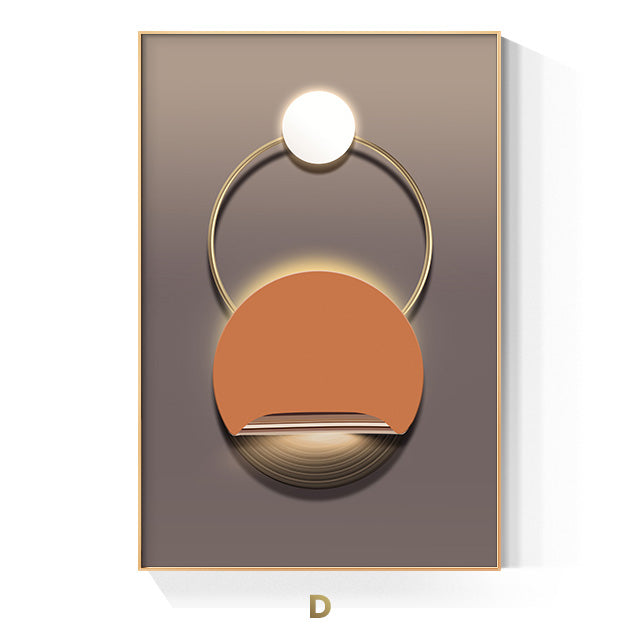 Golden Ring Modern Aesthetics Abstract Wall Art Fine Art Canvas Prints Geometric Pictures For Luxury Living Room Dining Room, Home Office Decor | Bowlift