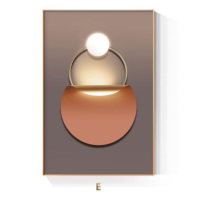 Golden Ring Modern Aesthetics Abstract Wall Art Fine Art Canvas Prints Geometric Pictures For Luxury Living Room Dining Room, Home Office Decor | Bowlift