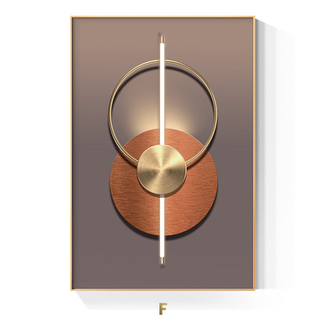 Golden Ring Modern Aesthetics Abstract Wall Art Fine Art Canvas Prints Geometric Pictures For Luxury Living Room Dining Room, Home Office Decor | Bowlift