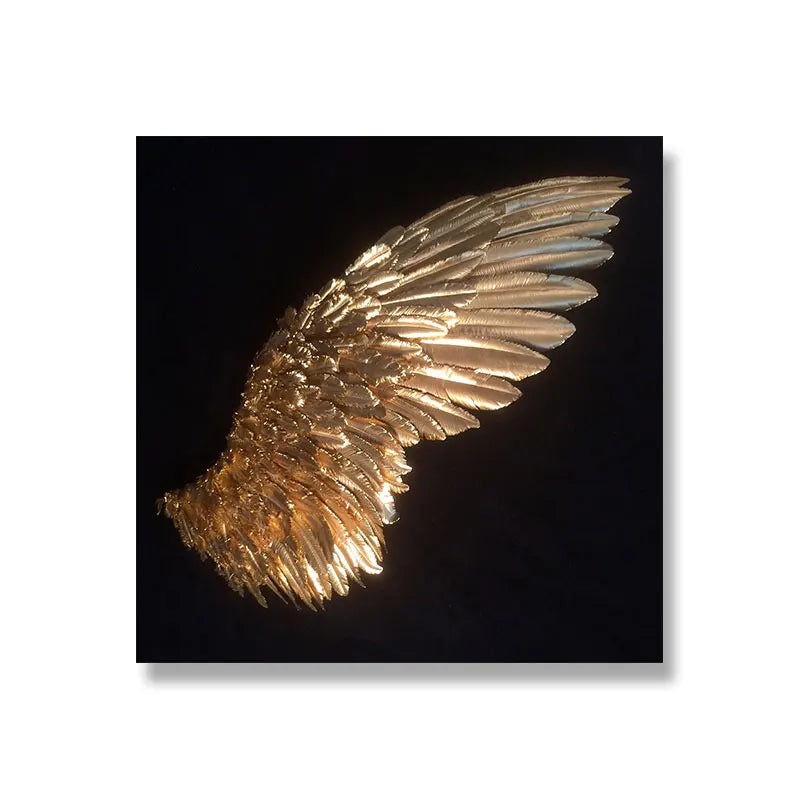 Golden Angel Wings Wall Art Fine Art Posters Prints Elegant Gilded Feather Diptych Canvas Print for Modern Bedroom Decor | Bowlift