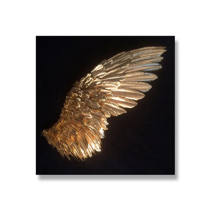 Golden Angel Wings Wall Art Fine Art Posters Prints Elegant Gilded Feather Diptych Canvas Print for Modern Bedroom Decor | Bowlift