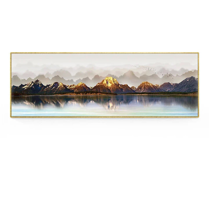 Golden Mountain Landscape Wide Format Wall Art Fine Art Canvas Prints Big Sizes Pictures For Above The Sofa Picture For Above The Bed | Bowlift