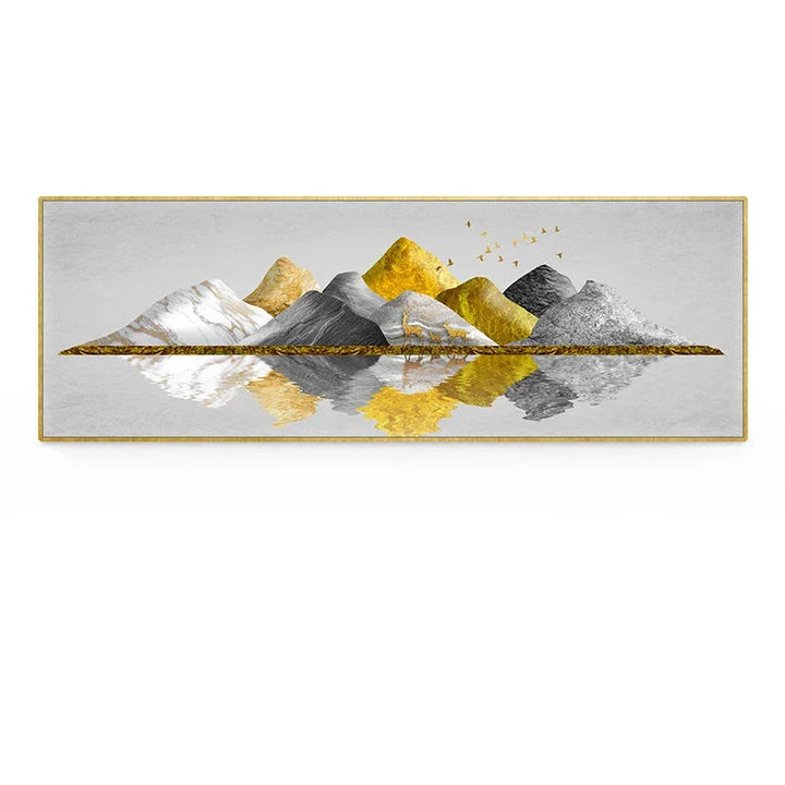 Golden Mountain Landscape Wide Format Wall Art Fine Art Canvas Prints Big Sizes Pictures For Above The Sofa Picture For Above The Bed | Bowlift