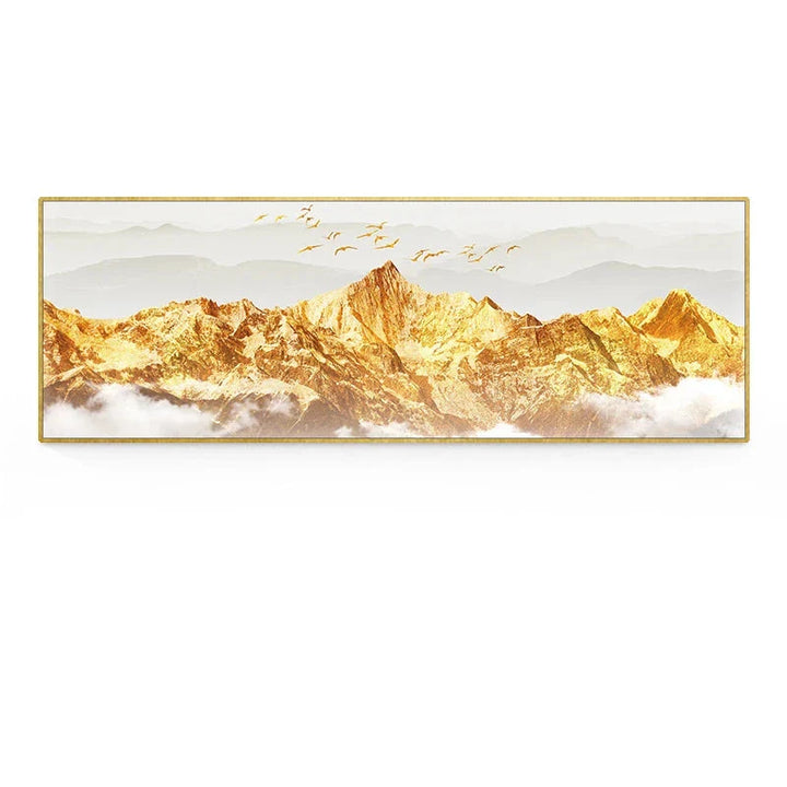 Golden Mountain Landscape Wide Format Wall Art Fine Art Canvas Prints Big Sizes Pictures For Above The Sofa Picture For Above The Bed | Bowlift