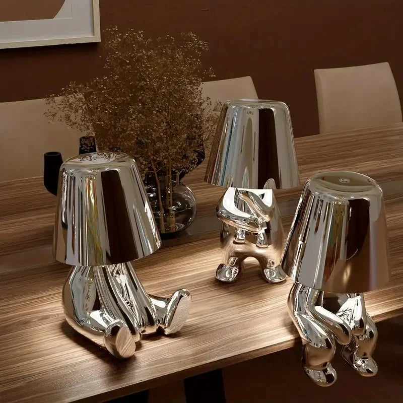 Modern LED table lamp in sculpture design – Decorative statue lamp for living room | Bowlift