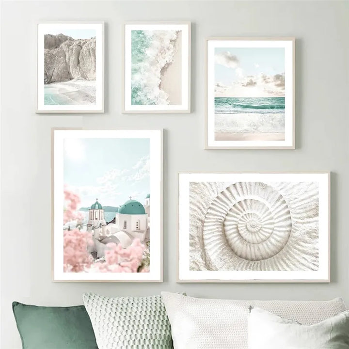 Greek Island Landscape Gallery Wall Art Fine Art Canvas Prints Pictures Of Santorini Posters For Living Room Bedroom Inspirational Art For Modern Living | Bowlift
