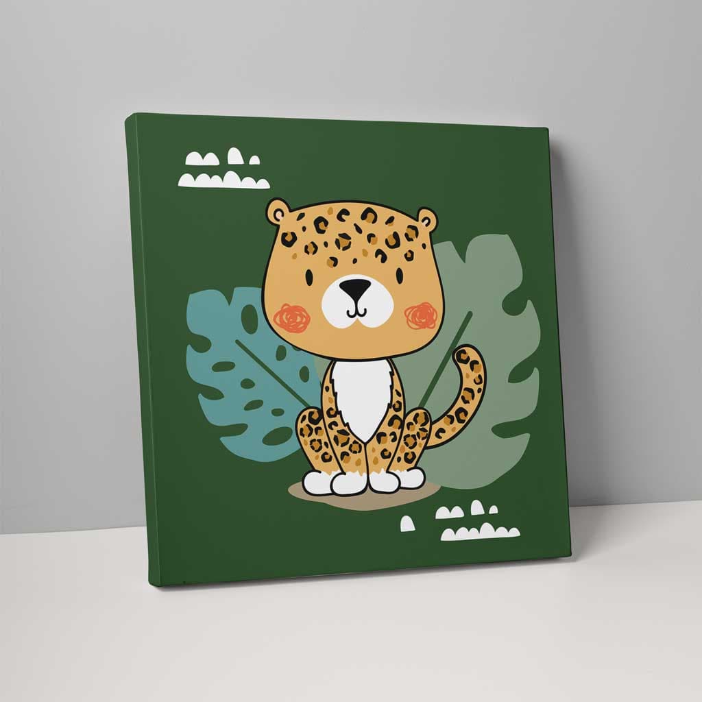 Boho Safari Jungle Leopard Dark Green and Yellow on Canvas | Bowlift