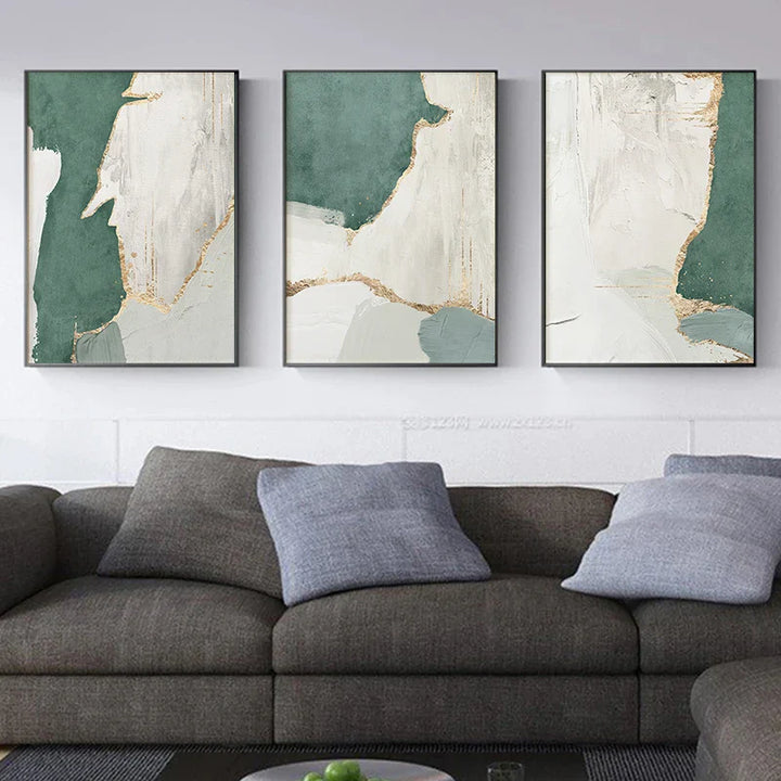 Green Brown Nordic Abstract Geomorphic Wall Art Fine Art Canvas Prints Pictures For Modern Apartment Living Room Home Office Art Decor | Bowlift