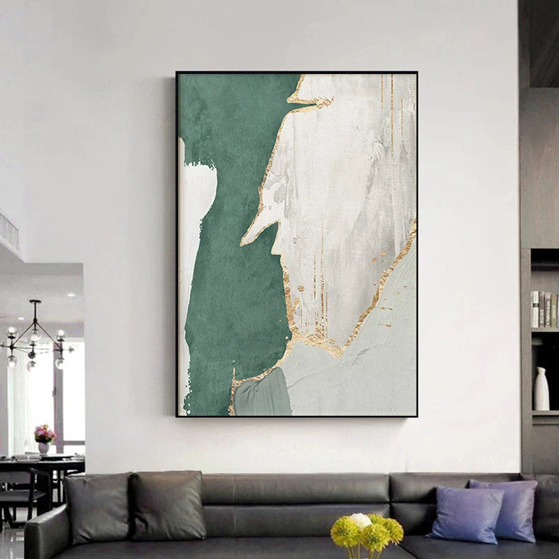 Green Brown Nordic Abstract Geomorphic Wall Art Fine Art Canvas Prints Pictures For Modern Apartment Living Room Home Office Art Decor | Bowlift