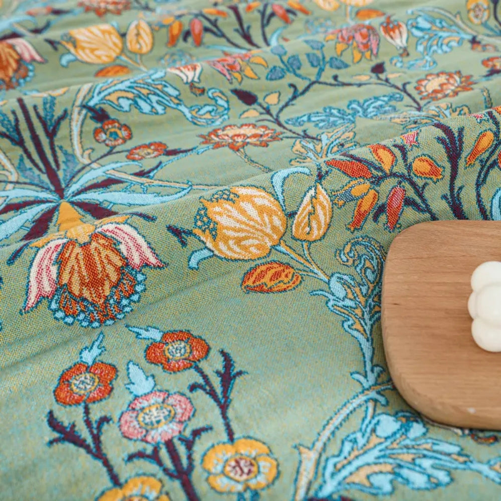 BowLift | Greenery Floral Cotton Tassel Blanket
