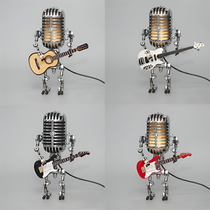 Robot lamp with guitar – LED decor in vintage style for desk | Bowlift