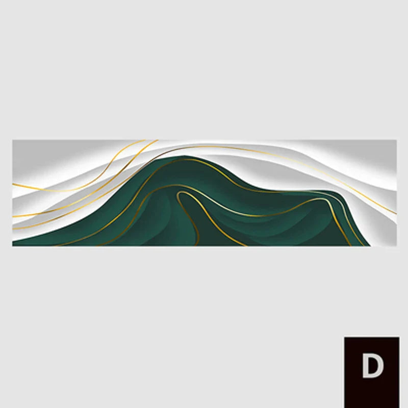 Modern Abstract Green Gray Golden Flowing Ribbon Wall Art Fine Art Canvas Prints Tall Format Pictures For Living Room Foyer Stairway Wall Decor | Bowlift