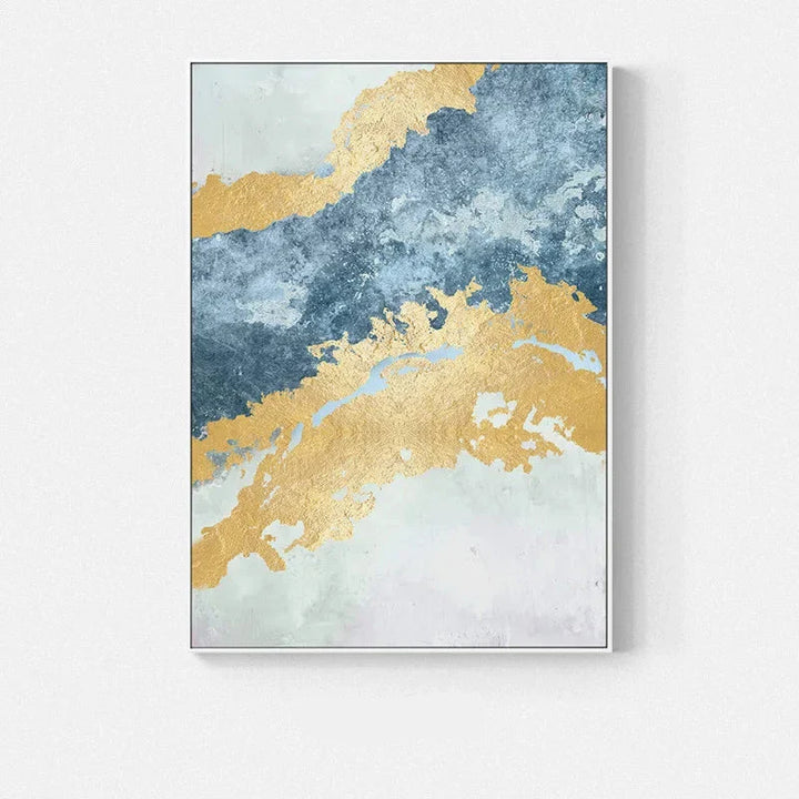Blue Golden Ocean Spray Seascape Abstract Wall Art Fine Art Canvas Prints Marble Pictures For Living Room Dining Room Art For Contemporary Interiors | Bowlift