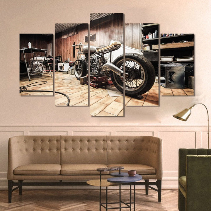 5 Piece Abstract Vintage Garage  - Canvas Wall Art Painting | Bowlift
