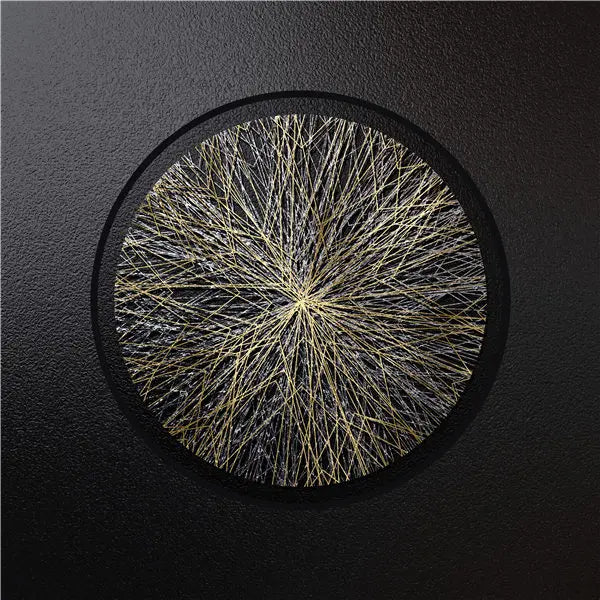 Black Golden Spherical Abstract Geometric Wall Art Fine Art Canvas Prints Modern Aesthetics Square Format Pictures For Living Room Home Office Decor | Bowlift