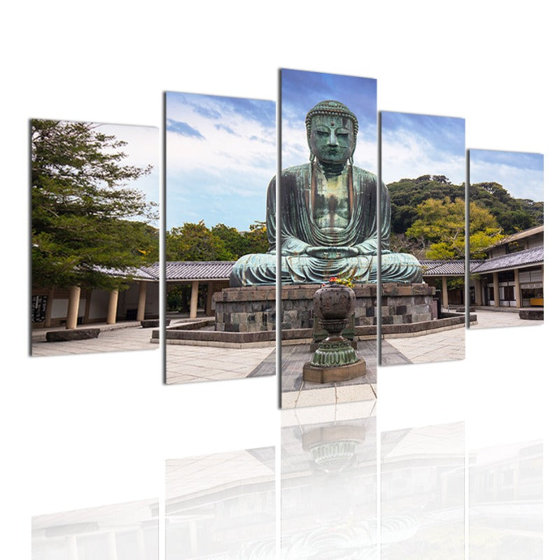 5 Piece Abstract The Great Buddha Of Kamakura -Canvas Wall Art Painting | Bowlift