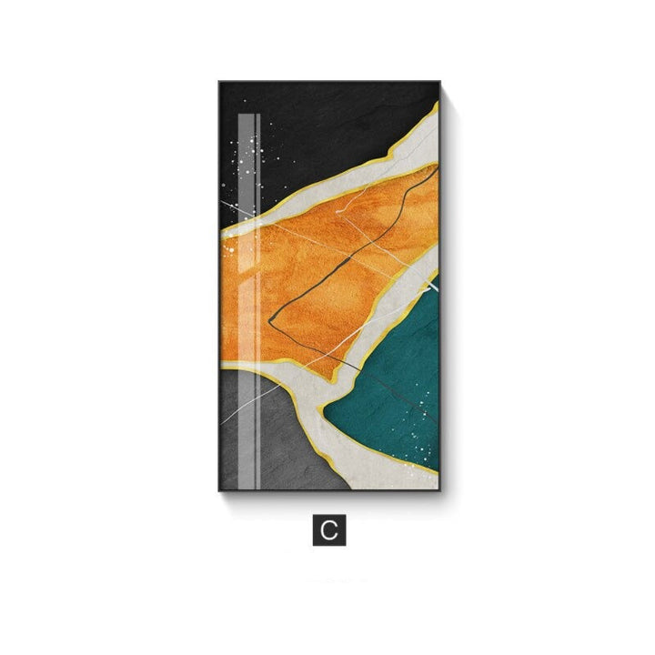 Abstract Golden Rain Vertical Format Wall Art Fine Art Canvas Prints Pictures For Entrance Hall Reception Living Room Art Decor | Bowlift