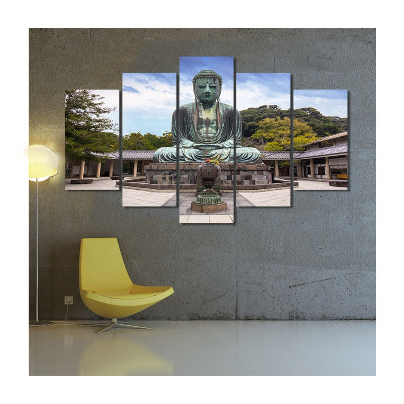 5 Piece Abstract The Great Buddha Of Kamakura -Canvas Wall Art Painting | Bowlift