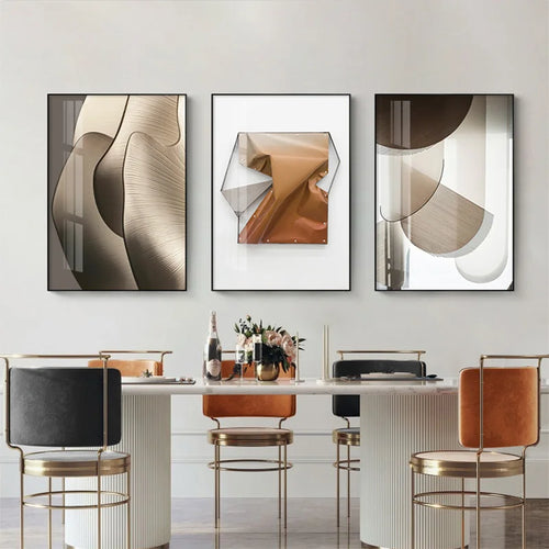 Modern Aesthetics Abstract Geometry Wall Art Fine Art Canvas Prints Pictures For Luxury Apartment Living Room Dining Room Entrance Foyer Art Decor | Bowlift