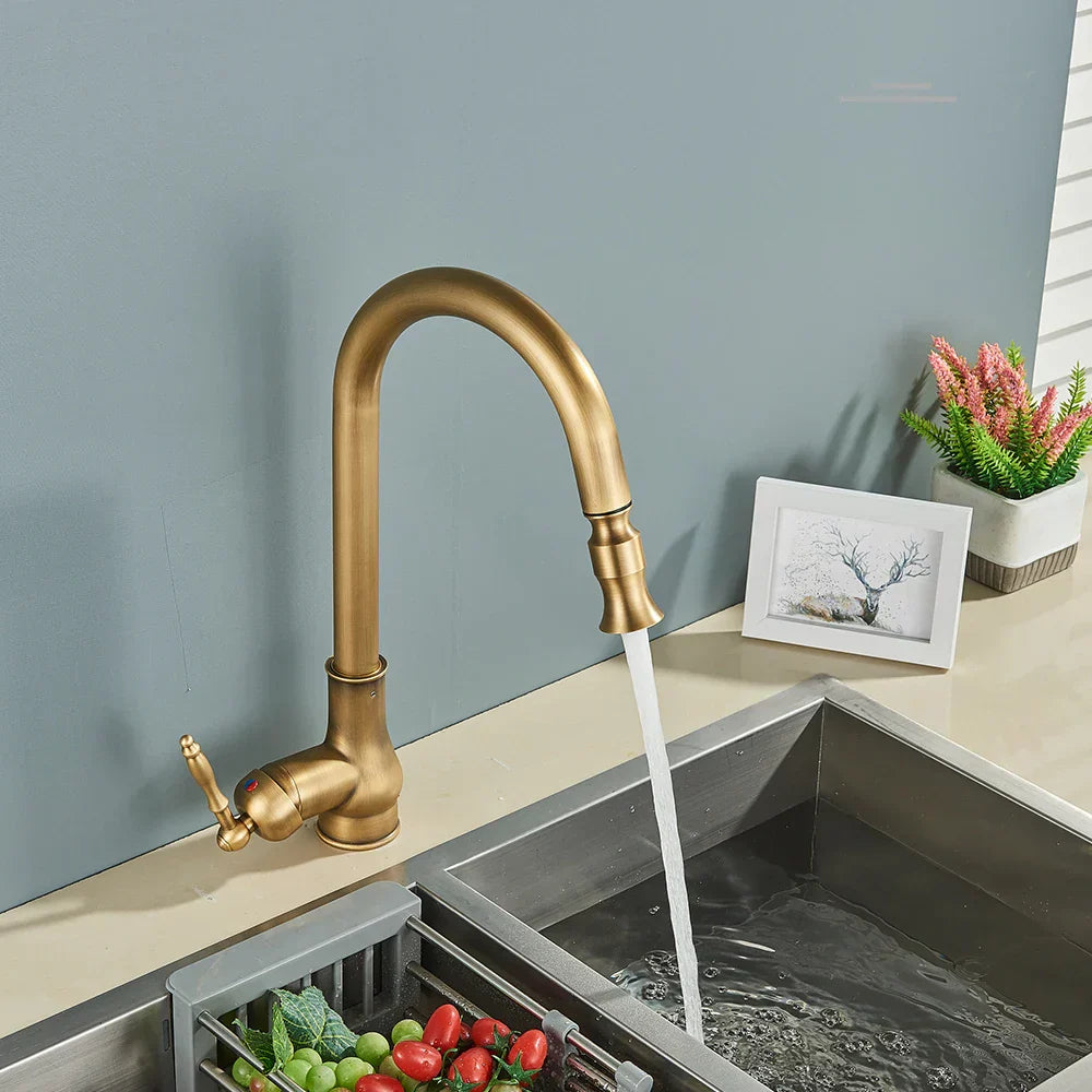 BowLift | VintageTap Faucet - Antique Brass Kitchen Mixer Faucet