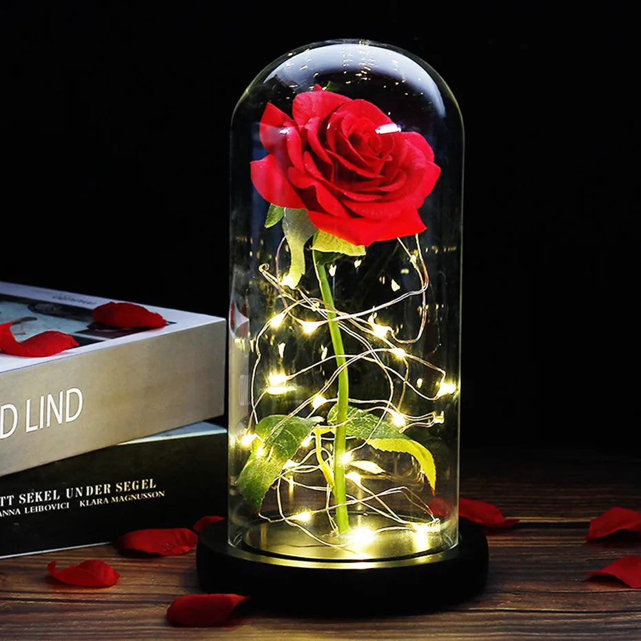 BowLift | Eternal Rose in Glass Dome | Handpicked, LED Lit & Ideal for Romantic Gifts and Home Decor