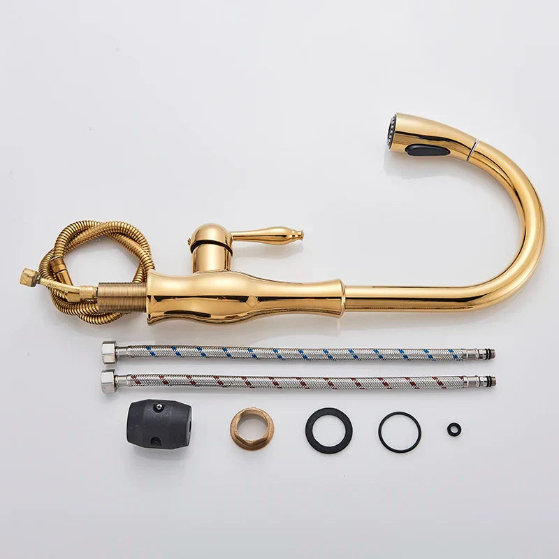 BowLift | GlamFaucet Kitchen Faucet - Luxury Golden Kitchen Mixer Faucet