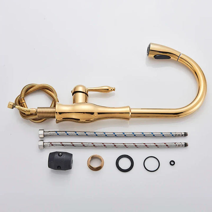 BowLift | GlamFaucet Kitchen Faucet - Luxury Golden Kitchen Mixer Faucet
