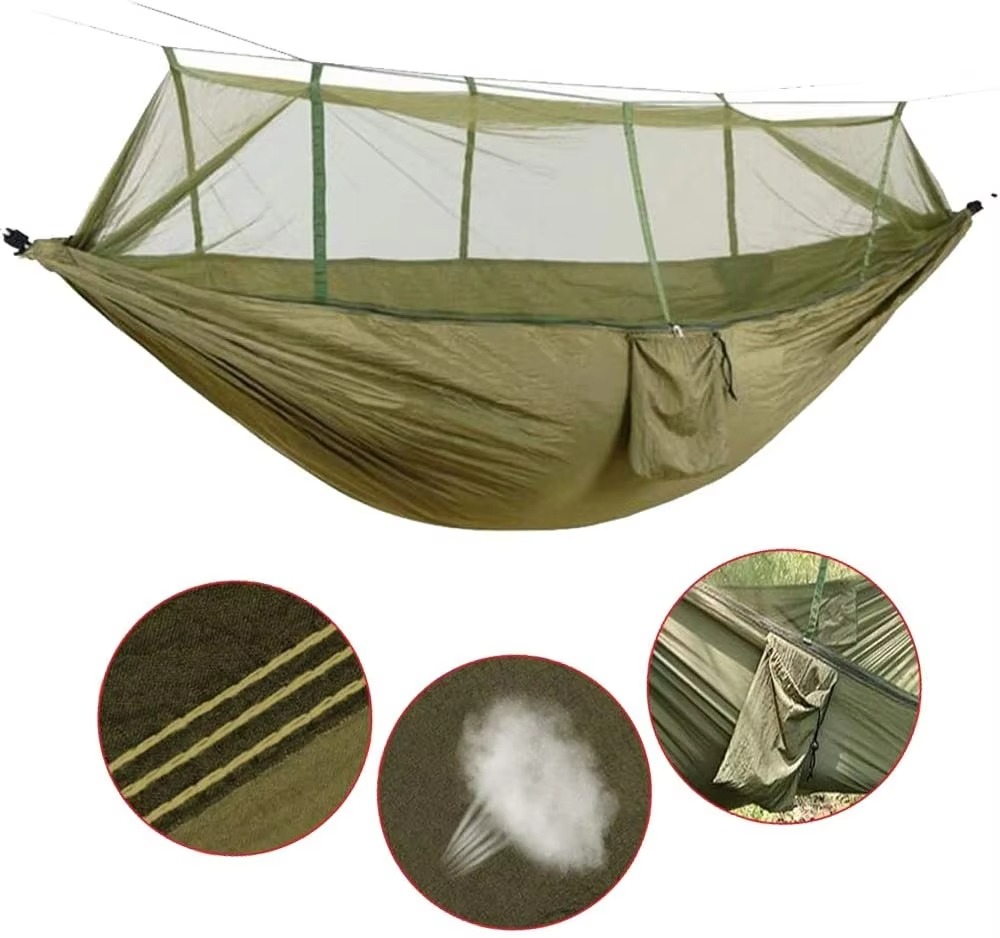 BowLift | 2-Person Outdoor Hammock with Mosquito Net - Portable Parachute Fabric Camping Bed