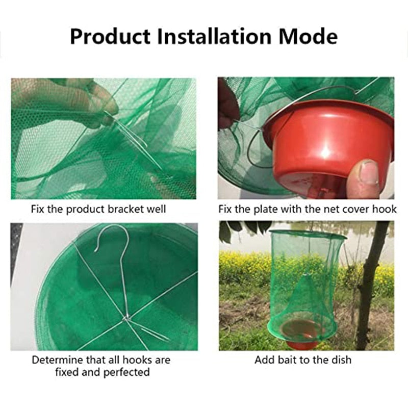 Reusable Hanging Cage Net Fly Trap | Bowlift