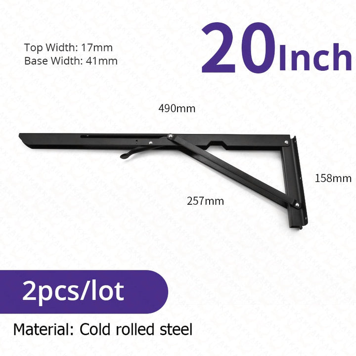 BowLift | 2-piece set collapsible shelf brackets, heavy-duty, made of stainless steel for tables, motorhomes and space-saving