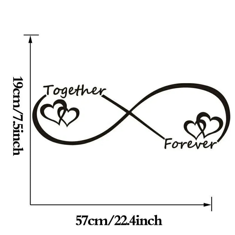 Together Forever Infinity Love Heart Wall Sticker For Bedroom Removable Peel and Stick Vinyl Wall Decal For Creative DIY Home Decor | Bowlift