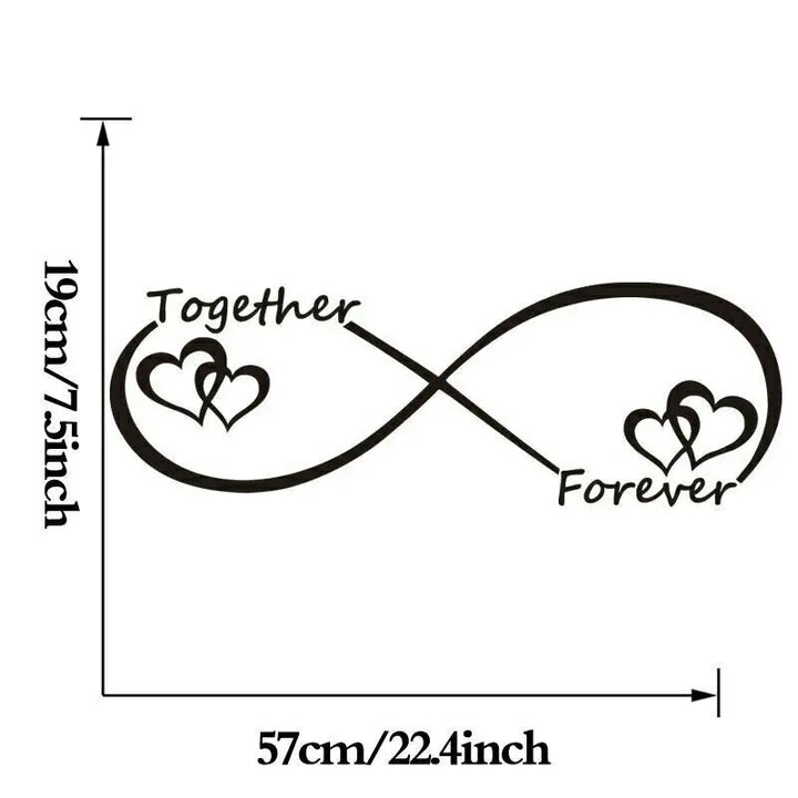 Together Forever Infinity Love Heart Wall Sticker For Bedroom Removable Peel and Stick Vinyl Wall Decal For Creative DIY Home Decor | Bowlift