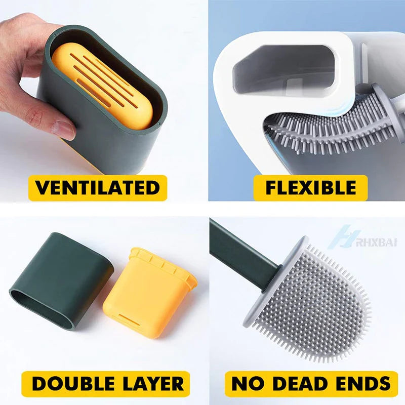 FLEXIBLE SILICONE BRUSH For TOILET CLEANING Bowlift
