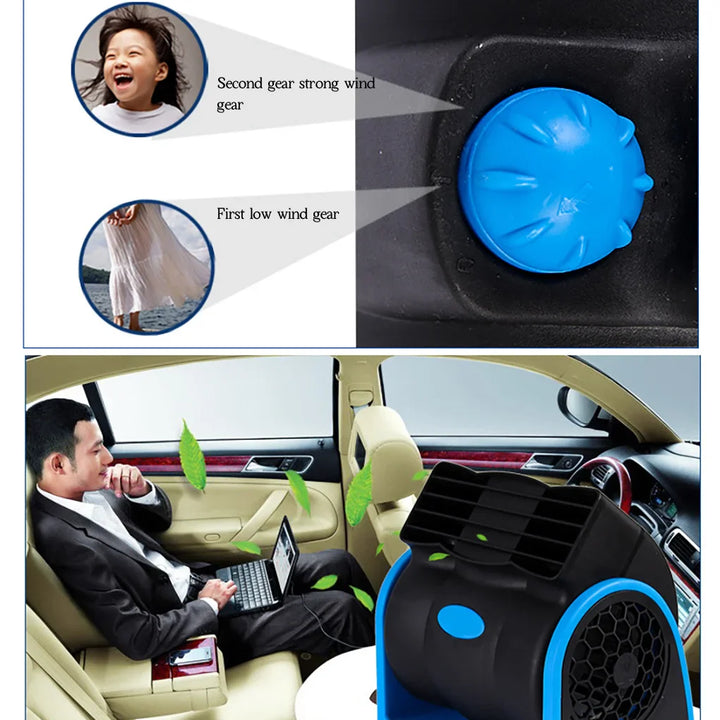 Portable DC 12V-24V Car AC Air Fan Cooler Car Bladeless Air Conditioner Summer Car Vehicle Truck Cooling Air Fan | Bowlift