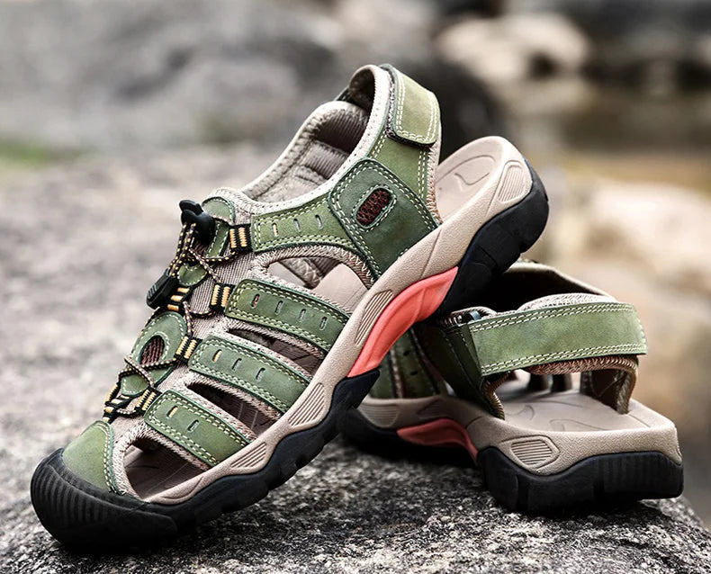 BowLift | Summer Men's Outdoor Sandals Beach Shoes Genuine Leather Trekking Hiking