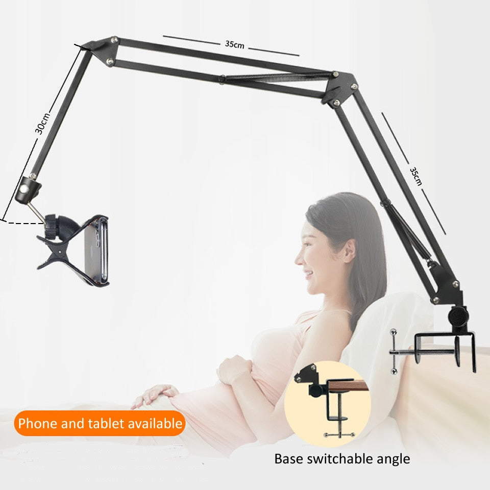 BowLift | Long Arm Heavy-Duty Desk Mount Tablet Holder