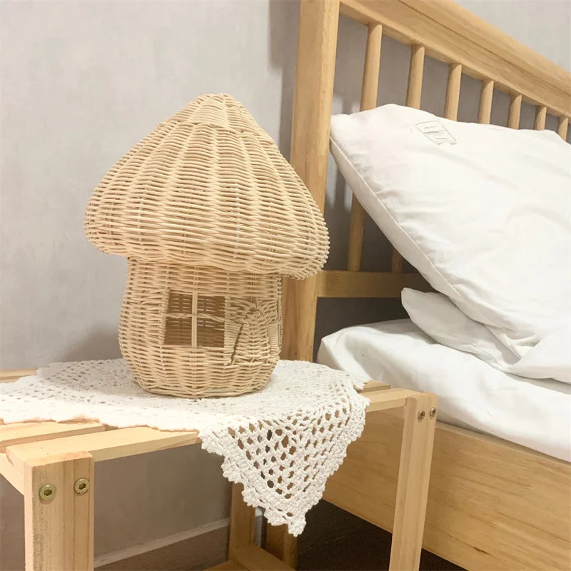 BowLift | Handcrafted Rattan Mushroom House Ornament – Beautiful Woven Decoration for Home