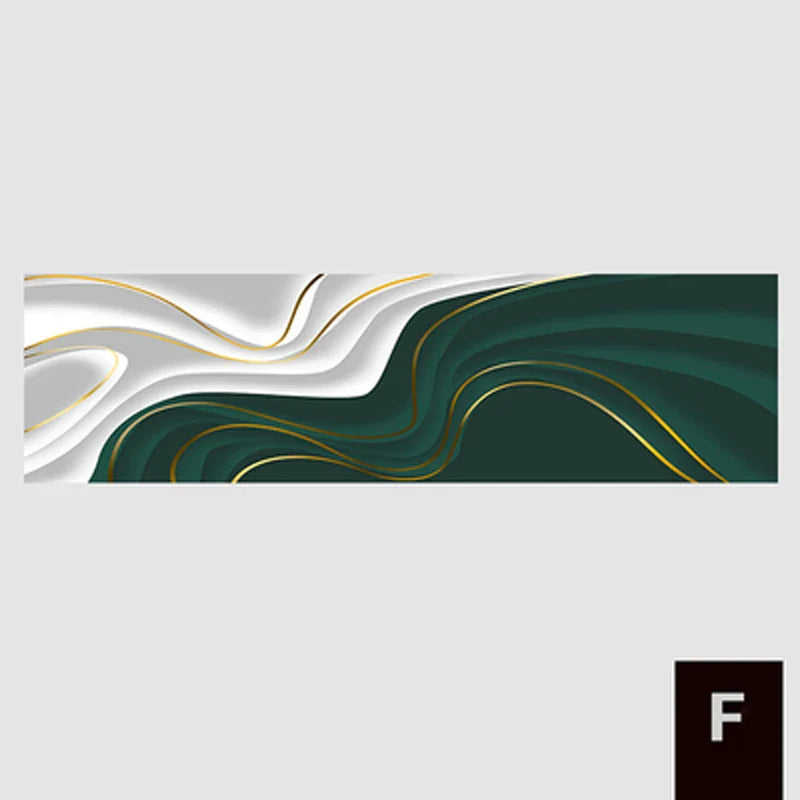 Modern Abstract Green Gray Golden Flowing Ribbon Wall Art Fine Art Canvas Prints Tall Format Pictures For Living Room Foyer Stairway Wall Decor | Bowlift