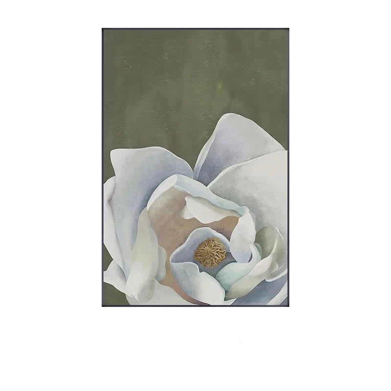 Scandinavian Big Floral Wall Art Fine Art Canvas Prints White Petal Flower Posters Modern Botanical Pictures For Foyer Living Room | Bowlift