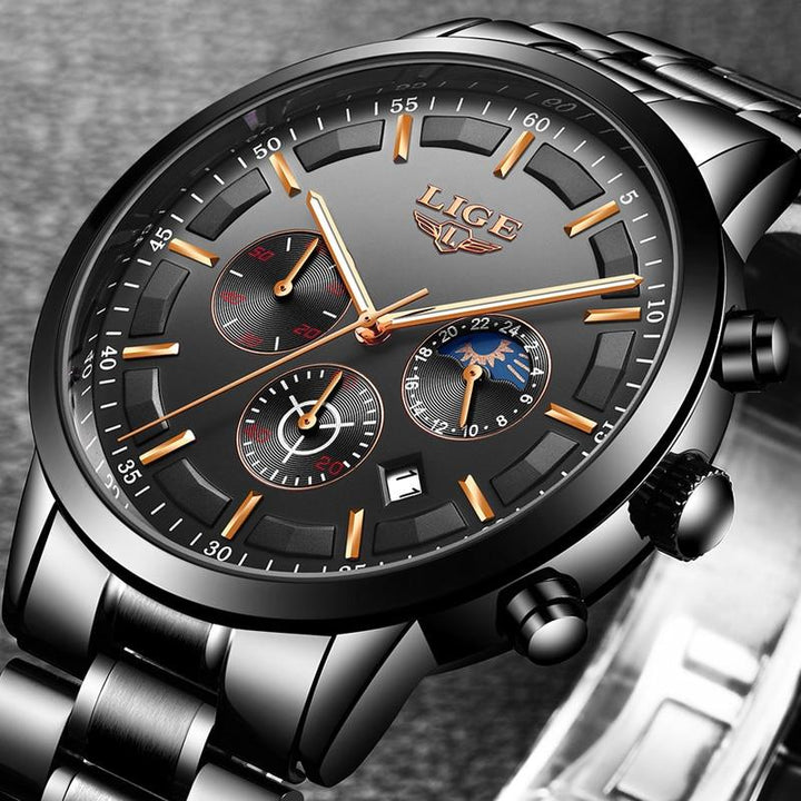 BowLift | VanguardTime | Military Black Steel Watch – Sleek & Sophisticated