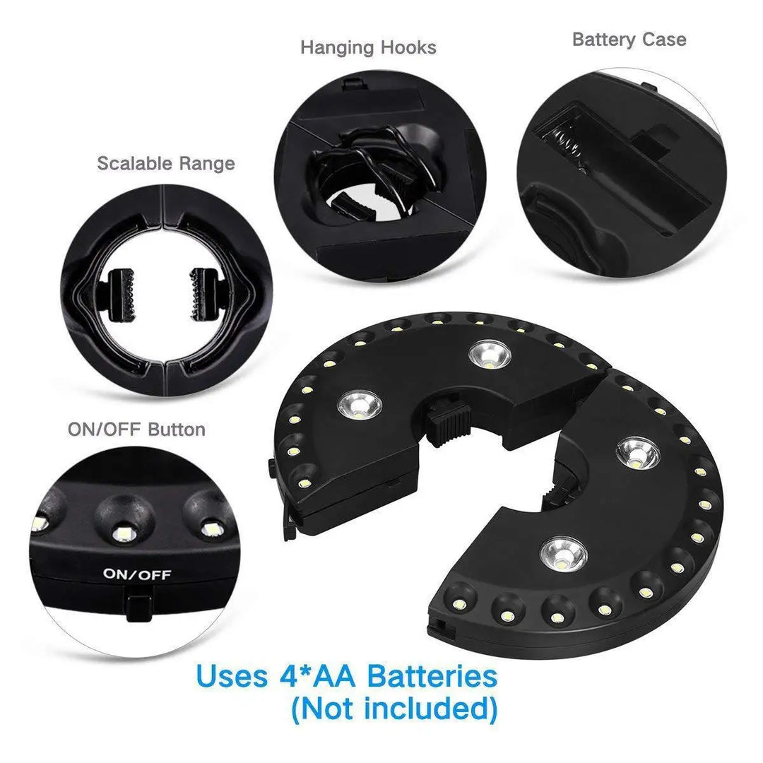 BowLift | Umbrella light LUMIROOF | 3 brightness levels | Wireless & tool-free | For garden, balcony & camping