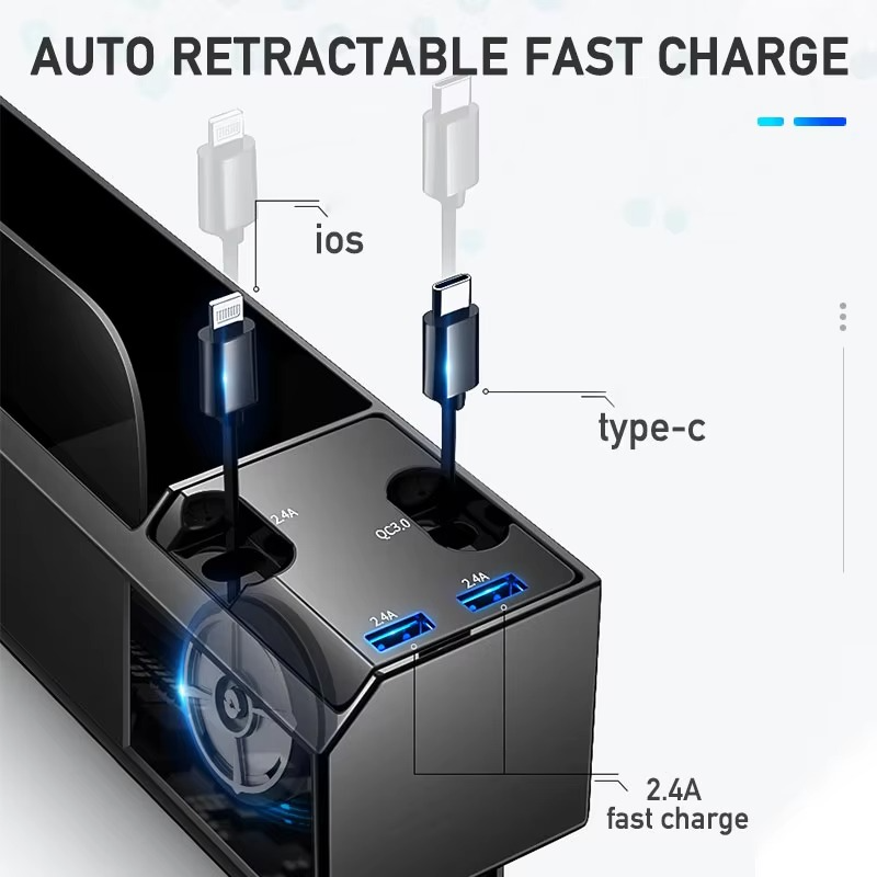 BowLift | Car Seat Gap Storage Box with Charging Cable